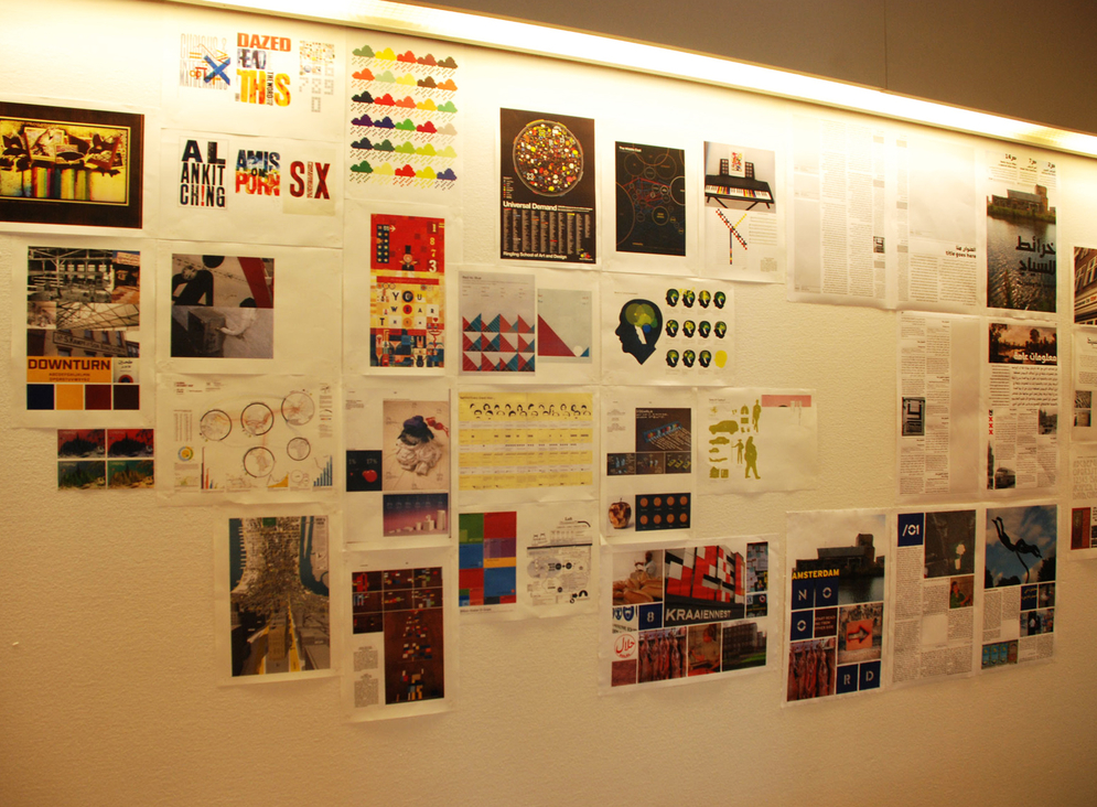 Visual inspiration and design sketches hanging on the wall the Noord ...