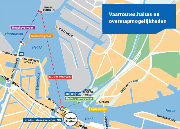 Map of the ferry-routes, taken from the website of the GVB - Mediamatic