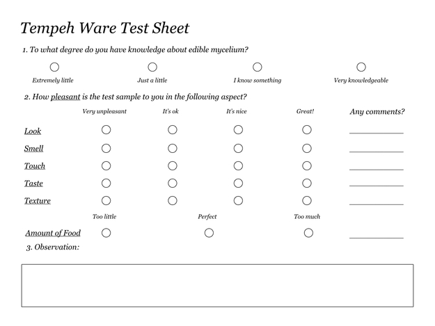 Taste Test Questionnaire | Formplus